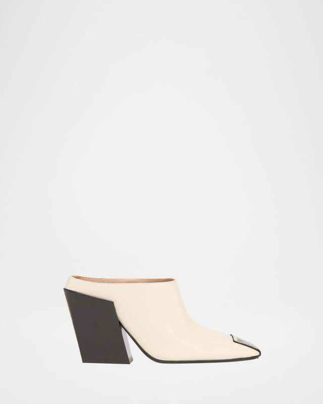 Okinawa Mixed Leather Square-Toe Mules